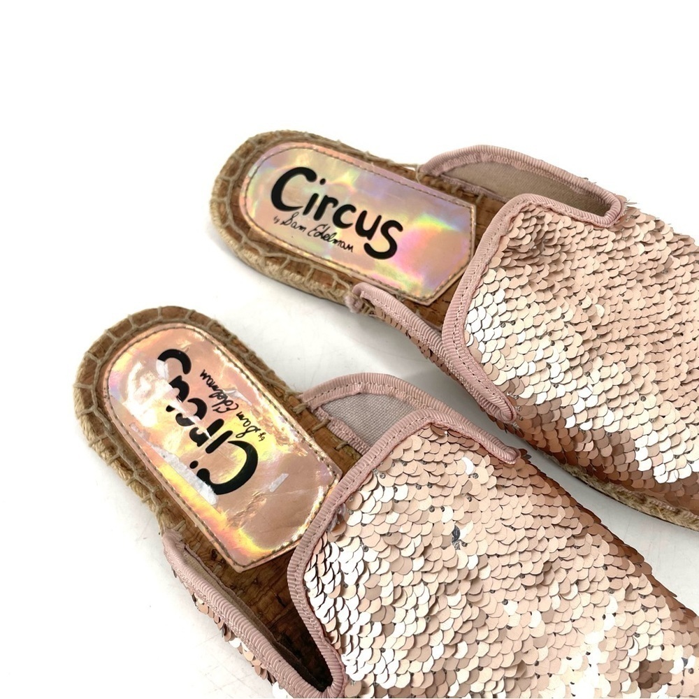 Circus Sam by Edelman Leeanne Sequin Multicolor Sparkle Slip On Espadrille Mule - Picture 4 of 5